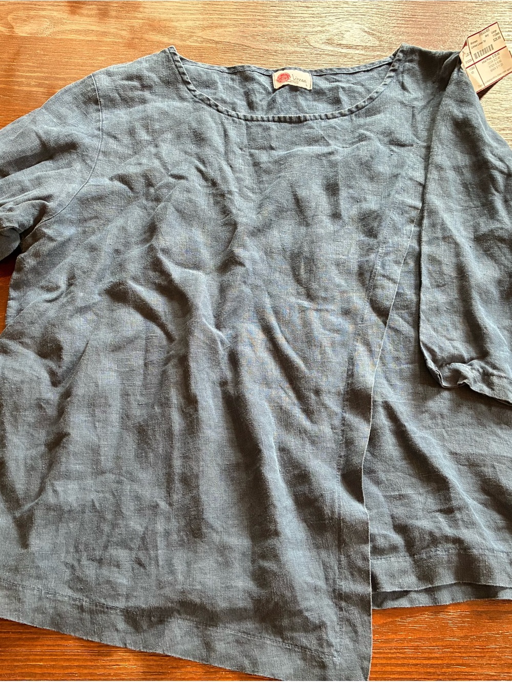 Linen Boxy Tunic Top Slate Blue Beach Nautical coastal large lagenlook